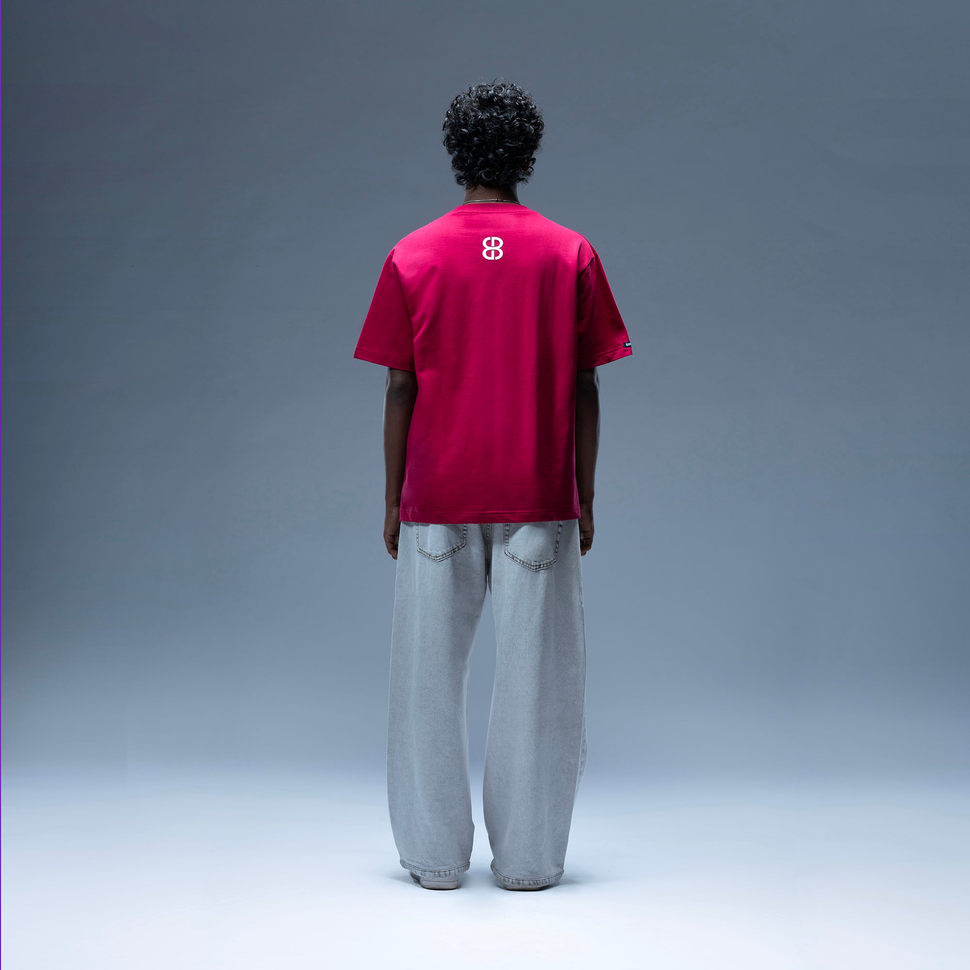 Hot Maroon Pink Basic Oversized T-Shirt